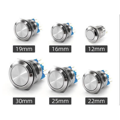 Qualità ossi 19mm in acciaio inossidabile momentaneo auto-risettore 1NO impermeabile metallo pulsante di spinta interruttore di alimentazione luce a LED 36V 2A fabbrica