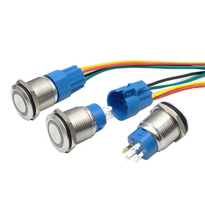 Interruttore di luce impermeabile da 16 mm/19 mm/22 mm con modulo di contatto da 12 mm e 1NO1NC Ring White LED Light Pushbutton Switch Assurance