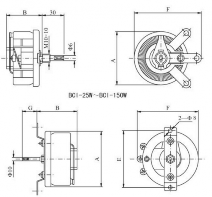 Potenziometro ad alta potenza a filo rotativo a disco reostatico ceramico resistore variabile 25W 50W BC1-50W BC1 4