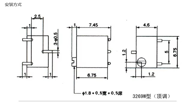 BONENS 3269P SMD Resistore variabile potenziometro di taglio 10k 100k 500k Ohm 0,25w 13